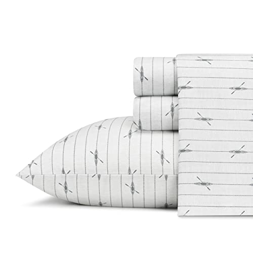 Eddie Bauer - Downstream Collection - 100% Cotton Percale Sheet, 4-Piece Bedding Set, Cool Crisp and Light-Weight, Easy Care Machine Washable, Full, Grey
