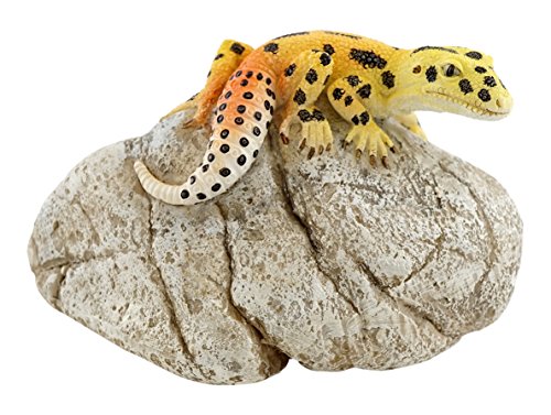 Top Collection Miniature Fairy Garden and Terrarium Leopard Gecko on Rock Statue