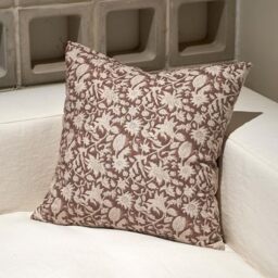 Amor Virisso Floral Throw Pillow Covers 24x24 Couch Pillows for Living Room Bed Block Print Decorative Accent Throw Pillow Covers Farmhouse Neutral Pillow Covers Sofa Pillows 1PC, Brown