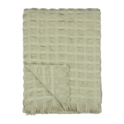 furn. Wylder Walton Waffle Throw – Soft Checked Waffle Weave Fringe Blanket (Sage – 130x180cm)
