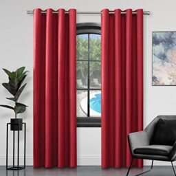 Gaveno Cavailia Luxury Fully Lined Plain FAUX SILK EYELET CURTAINS With Tie Backs Magenta 90x90 Inches