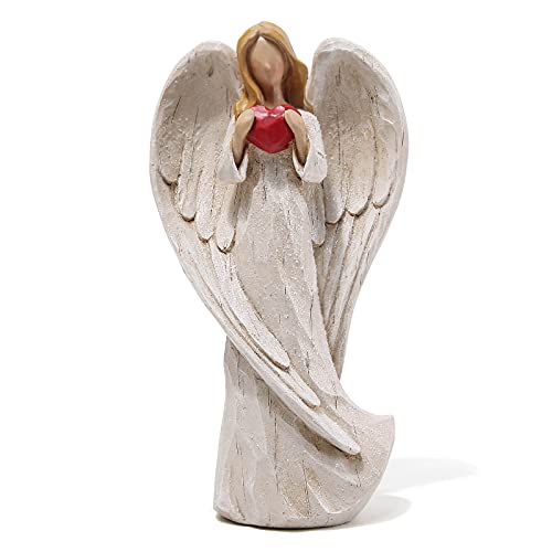 Hodao Resin Praying Angel Sculpture Figurine for Gifts Home Decoration Praying commemorating Angel Statue, exquisitely Carved and Hand-Painted Characters (with Hear)