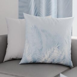 PETTI Artigiani Italiani - Pair of Pillow Cases 45 x 45 cm in Microfibre, Pillows for Bedroom Furniture, Sofa, Living Room, Set of 2 Cushion Covers, Light Blue Leaf Cover, 100% Made in Italy