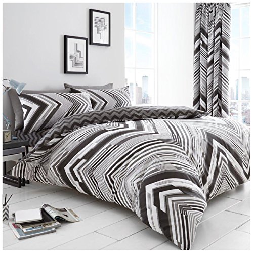 Gaveno Cavailia Luxurious AUSTIN Bed Set with Duvet Cover and Pillow Cases, Polyester-Cotton, Grey, Single