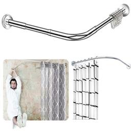 "Quany Life Stretchable Corner Shower Curtain Rod - Drill Free Install 304 Stainless L Shaped 32-43"" x 32-43"",for Bathroom, Clothing Store（Free Curtain Hook ）"