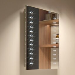 iBathUK Vega Wall Mounted LED Bathroom Mirror, Battery Powered Rectangular Light Up Mirror, Modern Straight Edge Portrait or Landscape in Copper Free Silver Glass, 390 x 500mm