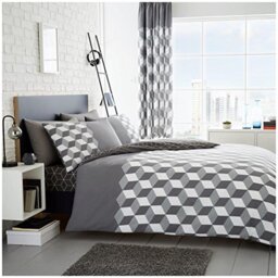 GC GAVENO CAVAILIA Super Soft Geometric Pattern Duvet Cover Set, 2 Piece Reversible Printed Bedding Sets With Pillow Case, Grey