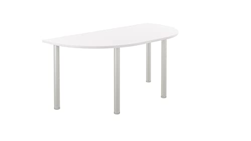 Office Hippo D-End Office Table, Sturdy & Robust Table Desk, D-Shaped Work Table For Home Office, Versatile Desk Table For Meeting Room or Boardroom, 5 Year Guarantee - White