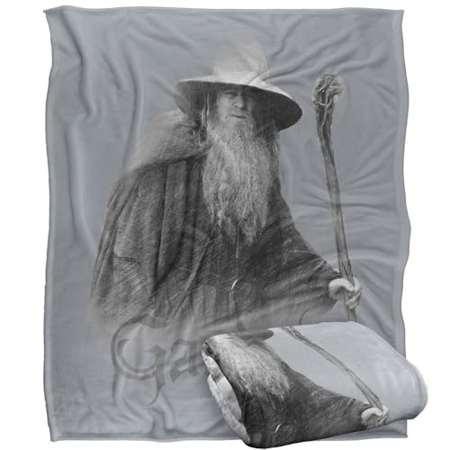 "LOGOVISION Lord of The Rings Fellowship Gandalf Ian Mc Kellen Grey Silky Touch Super Soft Throw Blanket 50""x60"""