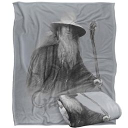 "LOGOVISION Lord of The Rings Fellowship Gandalf Ian Mc Kellen Grey Silky Touch Super Soft Throw Blanket 50""x60"""