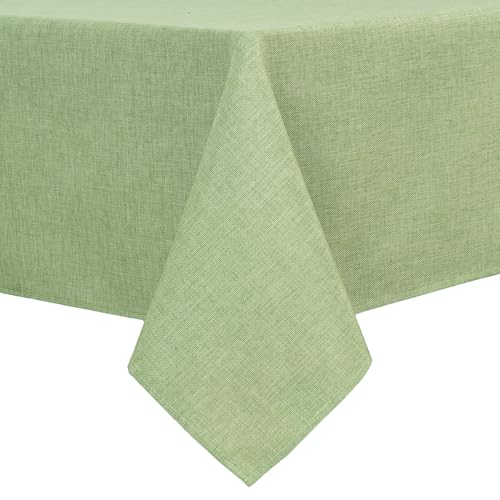 Hiasan Faux Linen Rectangle Tablecloth - Wrinkle and Stain Resistant Washable Decorative Fabric Table Cloth for Kitchen Dining Room Holiday Table Cover for Dinner, Sage Green, 54 x 80 Inch
