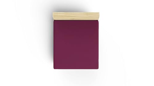 Premium Ranforce Double Fitted Sheet (140 x 190 + 30 cm), 100% Cotton, 155 Thread Count, Purple, Soft, Durable, Machine Washable at 30°C, Ideal for Cosy Bedrooms