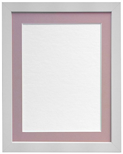"FRAMES BY POST 25mm White Picture Photo Frame with Pink Mount 24"" x 20"" For Pic Size 20"" x 16"" (Plastic Glass)"