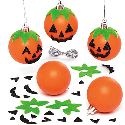 Baker Ross Pumpkin Bauble Decoration Kits - Pack of 6, Halloween Pumpkin Craft, Hanging Bauble Decoration
