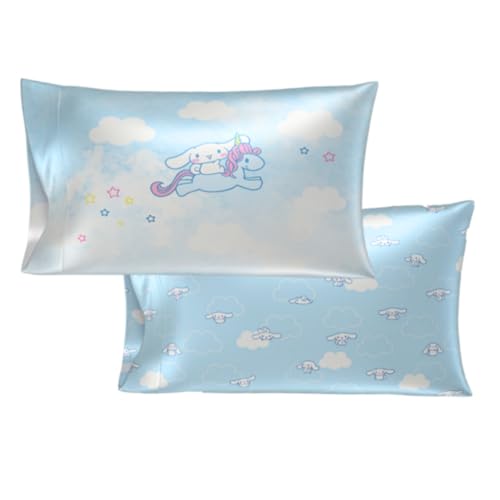 Cinnamoroll Beauty Silky Satin Standard 2 Pack Reversible Pillowcase Cover 20x30 for Hair and Skin, (Officially Licensed Product) by Franco Collectibles