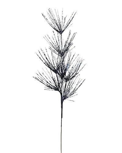 Navy Blue Glitter Firework Christmas Spray – 74 cm Decorative Stem for Wreaths & Garlands