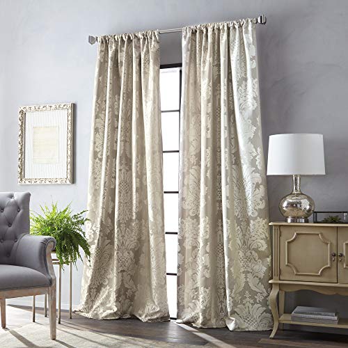 "Martha Stewart Palermo Room Darkening Lined Rod Pocket Single Curtain Panel, 95"", Champagne"