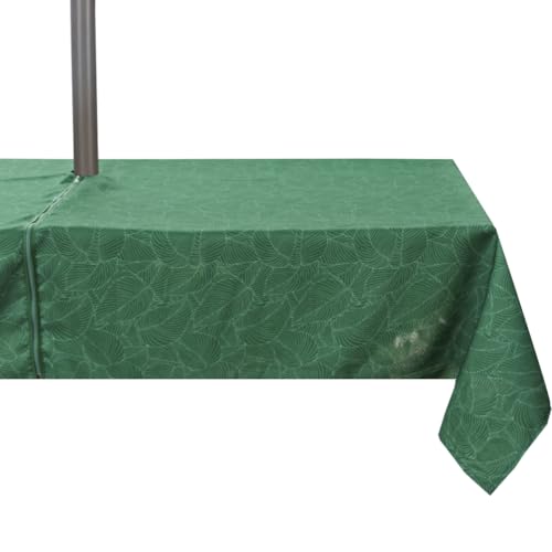 youngseahome Outdoor Tablecloth Water Resistant Polyester Fabric Summer Table Cover with Zipper Umbrella Hole for Picnic/Party/Dinner/Patio Garden (60??84Inch Rectangle,Leave)