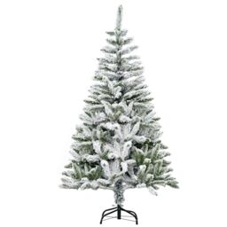HOMCOM 5 Ft Snow Flocked Artificial Christmas Tree with Auto Open Green
