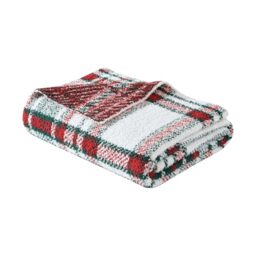 Nautica - Throw Blanket, Luxuriously Soft Chenille Knit Bedding, Plaid Home Decor, Oeko-Tex Certified (Emmet Plaid Red, 50 x 70)