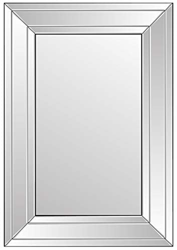MirrorOutlet Small Modern Triple Edge Bevelled Venetian Mirror, 90 x 60, Frameless