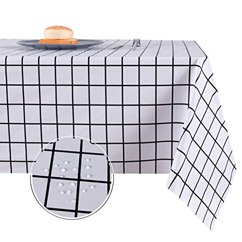 Obstal 100% Waterproof PVC Table Cloth, Oil-Proof Spill-Proof Vinyl Rectangle Tablecloth, Wipeable Table Cover for Outdoor and Indoor Use,White,54 x 120 Inch