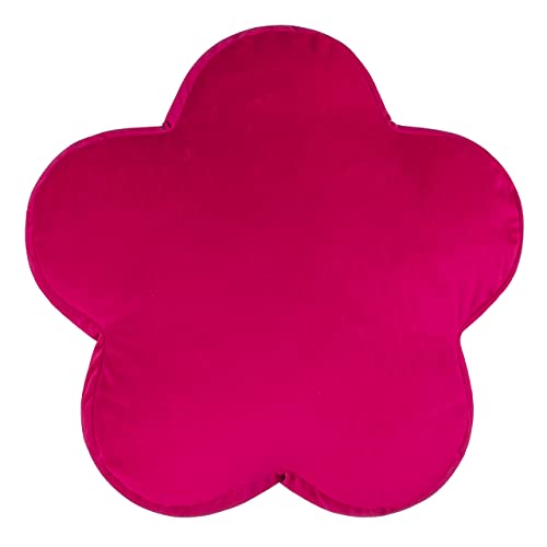 furn. Heya Home Flower Velvet Cushion – Reversible Design, Playful Shape (Hot Pink - 45x45cm)