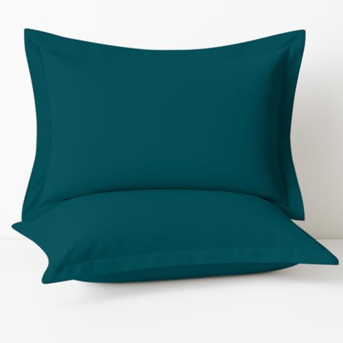 Cotton Metrics Heavy Duty Pillowcases Queen Size 600TC 100% Organic Cotton Teal Queen Size 50x76cm Decorative Pillowcase with 5cm Flange