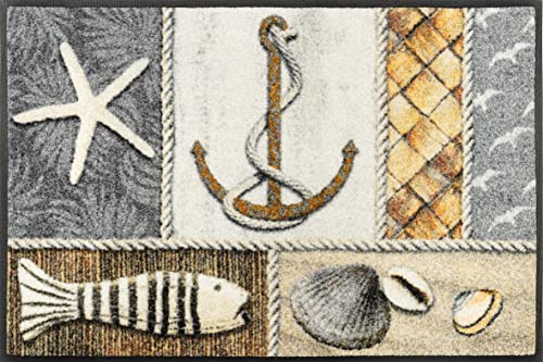 Wash+Dry Coastline Doormat 50 x 75 cm Maritime Washable Inside and Outdoor