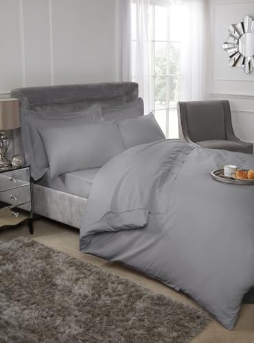 Emma Barclay 200 Thread Count Luxury Egyptian Cotton Duvet Cover in Silver - Double Bed