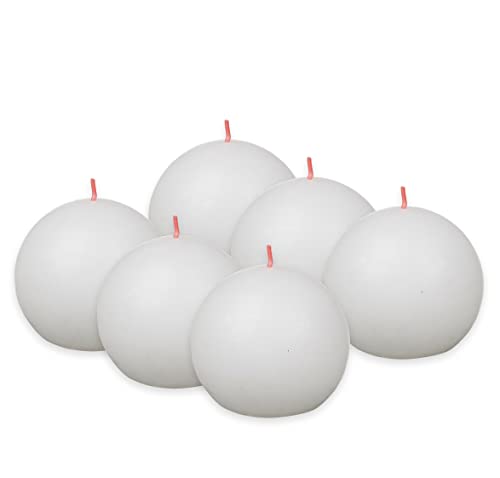 Bolsius Rustic Ball Candle - White - Pack of 6 - Diameter 7.6 cm - Decorative Candle - Length Burning Time 25 Hours - Unscented - Natural Plant Wax - Without Palm Oil