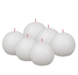 Bolsius Rustic Ball Candle - White - Pack of 6 - Diameter 7.6 cm - Decorative Candle - Length Burning Time 25 Hours - Unscented - Natural Plant Wax - Without Palm Oil