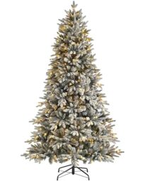 WeRChristmas Pre-Lit Slim Snow Flocked Christmas Tree with 250 Chasing Warm LED Lights, Multi-Colour, 5 feet/1.5m