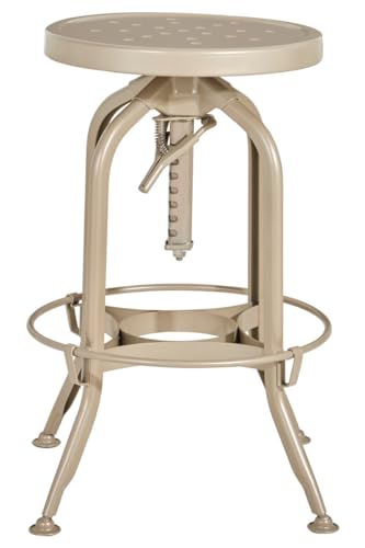 Premier Housewares Champagne Finish Adjustable Stool Reflective Gold Steel Stool With Height Adjustment Kitchen Stool Bar Stool Modern Design (41 x 74 x 41 cm)