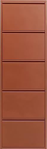 Kare Design Shoe Container Caruso 5, Brown, Steel, 5 Tipping Compartments, Space for 6 Pairs of Shoes, Slim, Space-Saving, Storage Space, Hallway, Floor, 173x50x15 cm