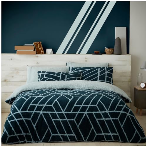 GC GAVENO CAVAILIA Teddy Fleece Duvet Cover King Size - Snuggle Fluffy Bedding Set - Washable Bed Linen - Green