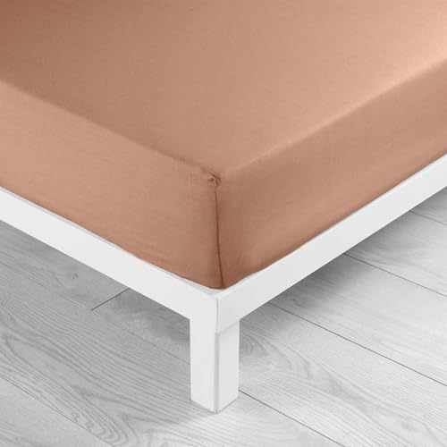 douceur d'intérieur, Fitted Sheet (90 x 190 cm) Lina Blush, 100% Cotton