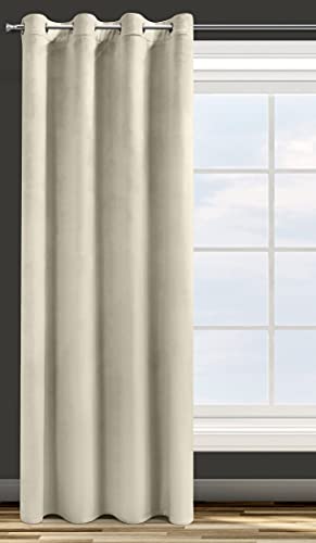 Eurofirany Design91 ROSA Soft Plain Opaque Velvet Curtain with Eyelets - 1 Unit, Fluffy Panel Drape Classic Glamour Elegant Living Room Bedroom, W55 x L98, Beige