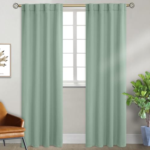 BGment Frosty Green Curtains 84 Inch Length 2 Panels Set for Bedroom - Rod Pocket and Back Tab Blackout Curtains Thermal Insulated Room Darkening Curtains for Living Room, (38 x 84 Inch, Emerald)