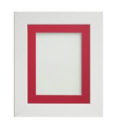 Frame Company Watson White Picture Photo Frame fitted with Perspex, 12x10 inch with Red Mount for image size 7x5 inch