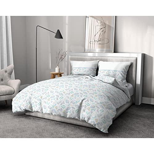 Home Linge Passion 3-Piece Duvet Cover Set - 100% Cotton - 57 Thread Count - Double - 220 x 240 cm - Adonis Blue