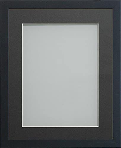 Frame Company Jellybean Range Black Wooden 10x8 inch Picture Photo Frame with Grey Mount for Image 8x6 inch * Choice of Colours & Sizes* Fitted with Perspex