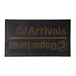 Fisura - Original Arrivals/Departures Black and Yellow Door Mat for Outdoors Entrance Door Mat with Spikes Rubber Door Mat with Message Doormat 70 x 40 cm