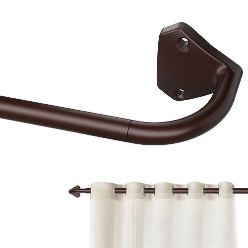 GXOACKJ Brown Curtain Rods for Windows 48 to 84 inch, 5/8 inch Adjustable Wrap Around Blackout Curtain Rods for Bedroom & Outdoor