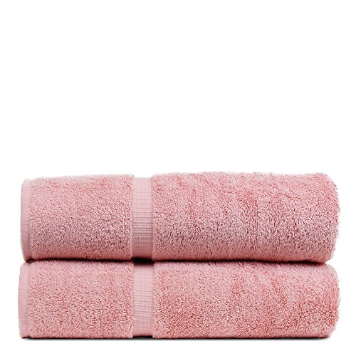 Luxury Hotel & Spa Collection Highly Absorbent, Quick Dry 100% Turkish Cotton 700 GSM, Eco Friendly Towel, for Bathroom Dobby Border Soft Bath Towel Set 27 X 54 (Pink, Bath Towels - Set of 2)