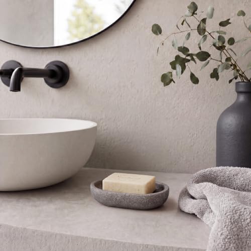 Douceur d'Int??rieur Granite Soap Dish 12 x 8.5 x 2 cm Plain Polyresin Grey
