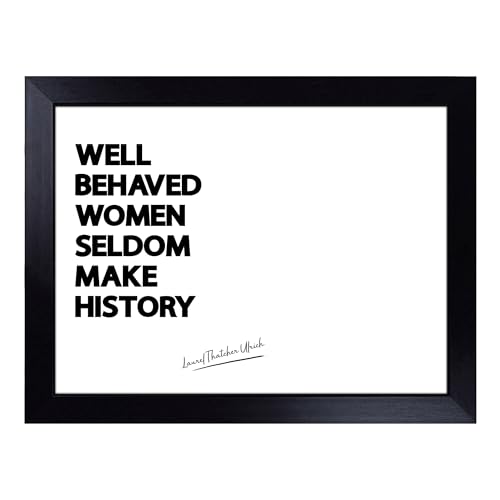 Lap Tray with Bean Bag Cushion, Well Behaved Women Typography Quote - Handmade in the UK, Raised Wooden Edge, Padded Cushion, Heat-Resistant Wipe-Clean Surface, for Meals, Laptops and Crafts