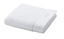 Möve x STEFFEN SCHRAUT Classic Collection Bath Towel Uni with Herringbone - Border 80 x 150 cm, Towels – Made in Germany, 100% cotton, Snow (White)