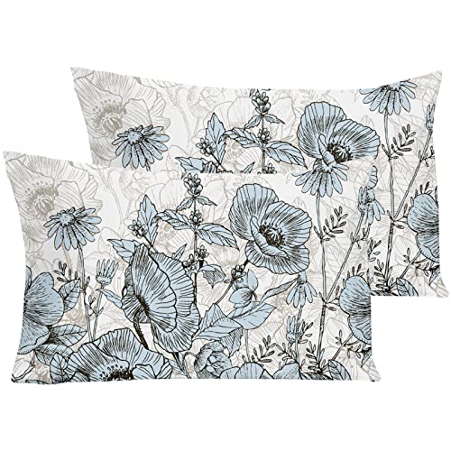 "YIYEA Standard Pillow Cases Set of 2, Ultra Soft Double Brushed Microfiber Pillowcases Standard, Floral Bed Pillow Covers, Fade Resistant, Easy Slip-On (20""x26"")"