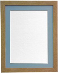 H7 Oak Picture Photo Frame with Light Blue Mount 8 x 6 For Image size 6 x 4 inch